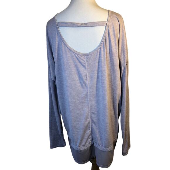 Hot Yoga Top Womens Sz Lg Drapey U-Back Open Back Space Died Lavender - Picture 1 of 7